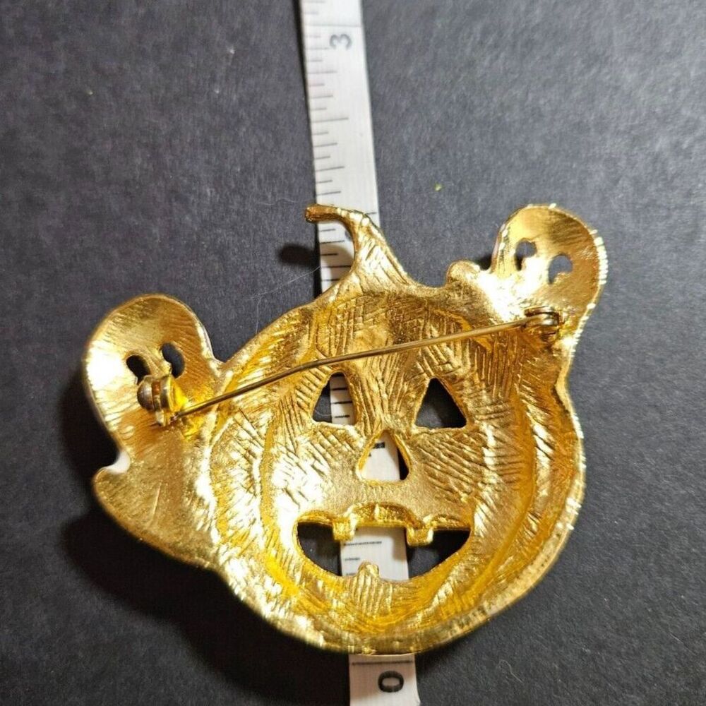 Gold tone pumpkin and ghost brooch - Picture 8 of 9